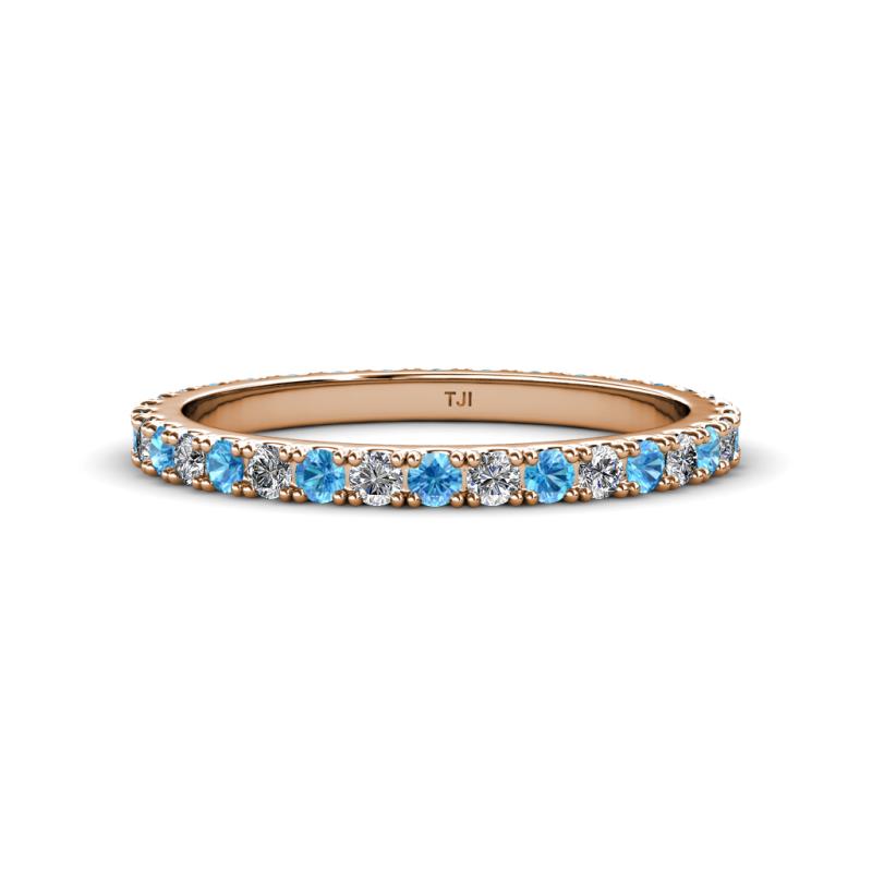 Lara 2.40 mm Blue Topaz and Lab Grown Diamond Eternity Band 