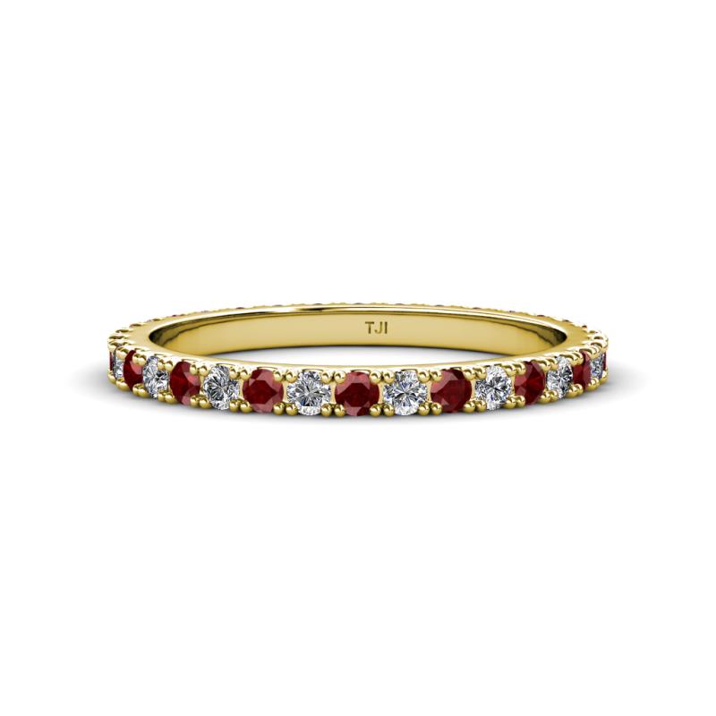 Lara 2.40 mm Red Garnet and Lab Grown Diamond Eternity Band 