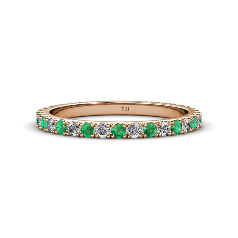 Lara 2.40 mm Emerald and Lab Grown Diamond Eternity Band 