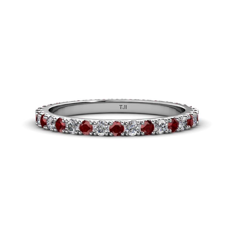 Lara 2.40 mm Red Garnet and Diamond Eternity Band 