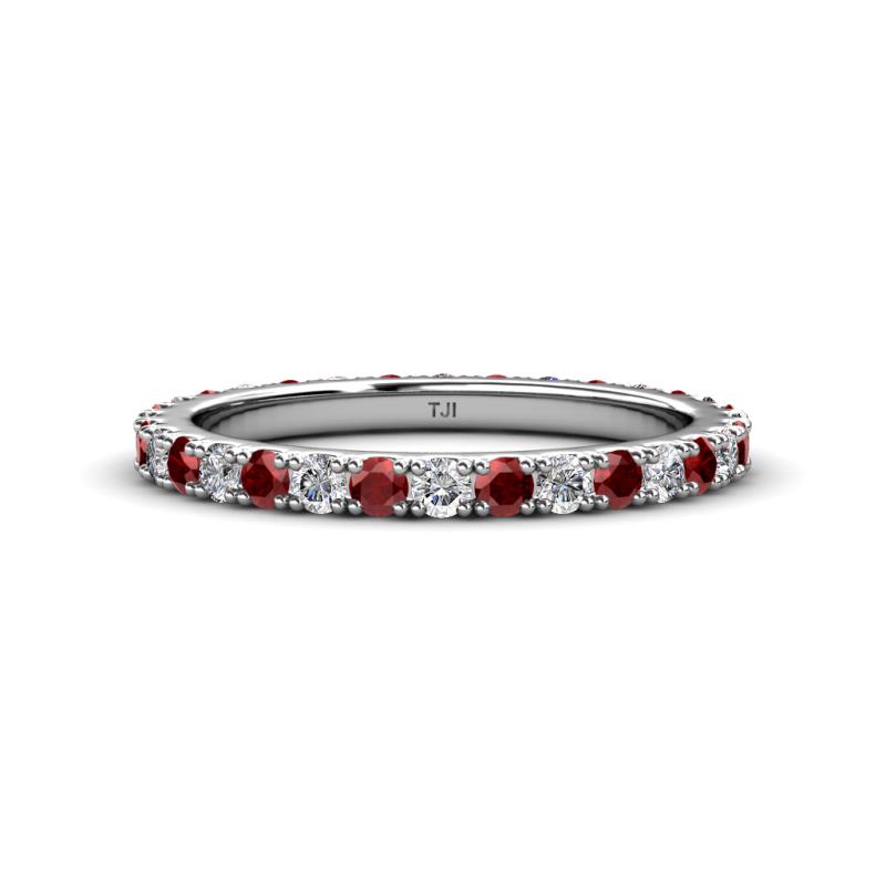 Lara 2.70 mm Red Garnet and Diamond Eternity Band 