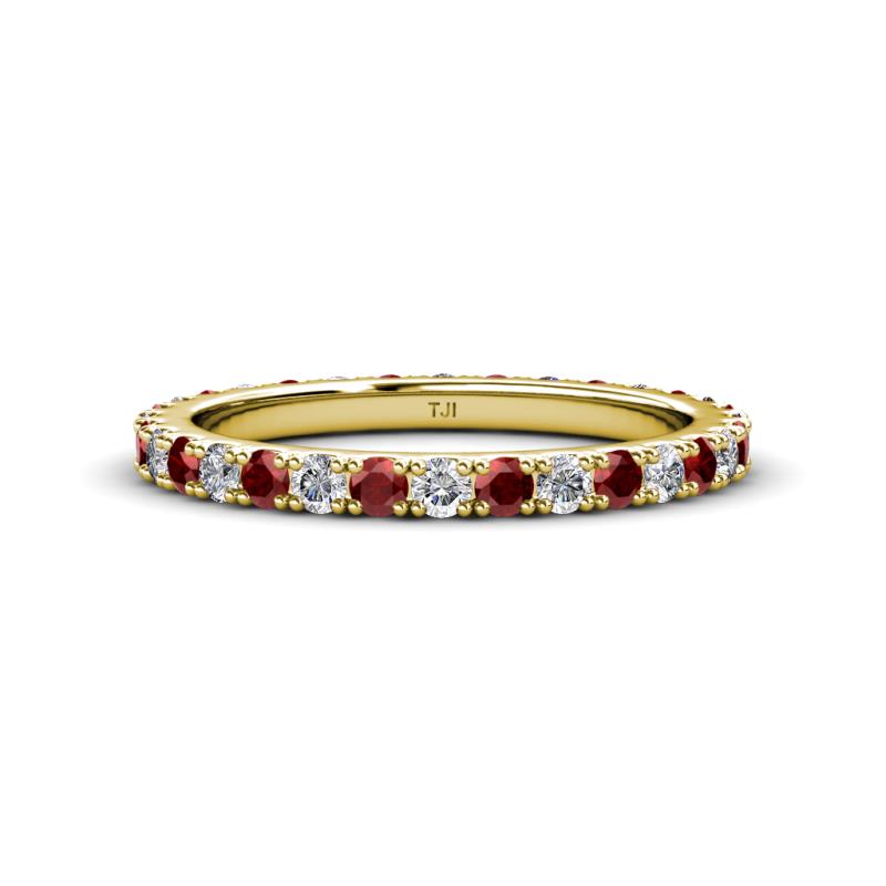 Lara 2.70 mm Red Garnet and Diamond Eternity Band 