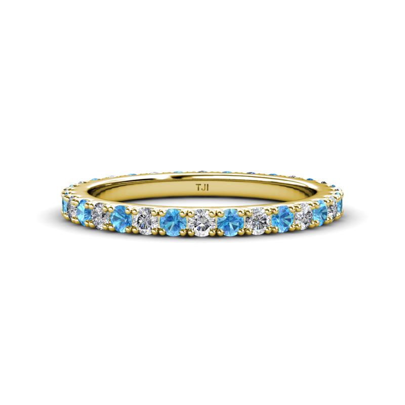 Lara 2.70 mm Blue Topaz and Lab Grown Diamond Eternity Band 