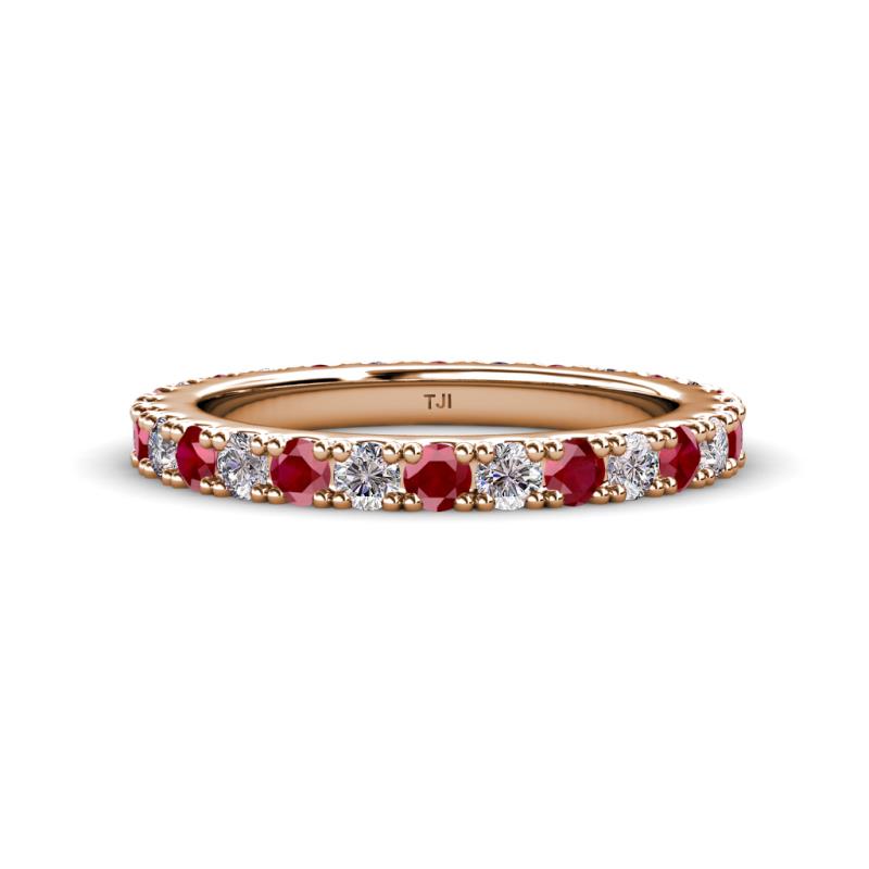 Lara 3.00 mm Ruby and Lab Grown Diamond Eternity Band 