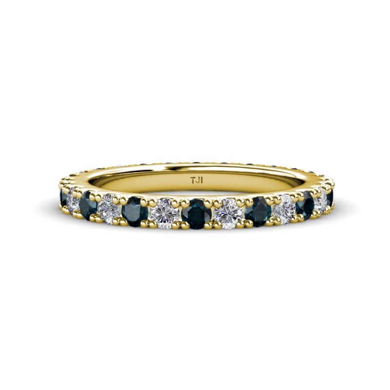 Lara 3.00 mm Blue Diamond and Lab Grown Diamond Eternity Band 