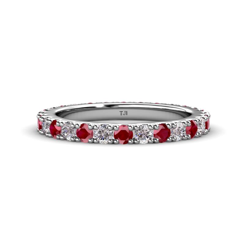 Lara 3.00 mm Ruby and Lab Grown Diamond Eternity Band 