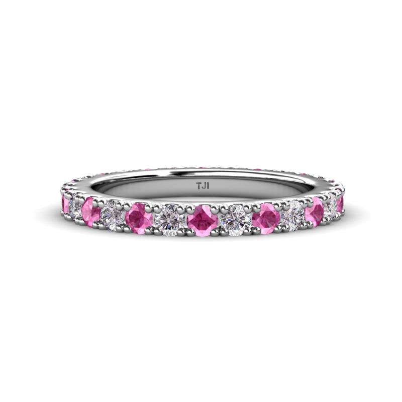 Lara 3.00 mm Pink Sapphire and Lab Grown Diamond Eternity Band 