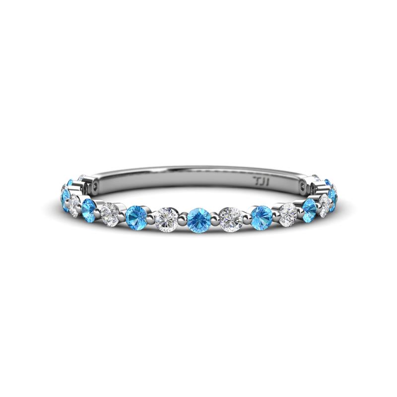 Valerie 2.00 mm Blue Topaz and Diamond 3/4 Eternity Band 