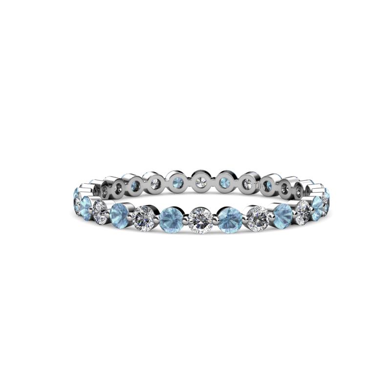Valerie 2.40 mm Aquamarine and Diamond Eternity Band 