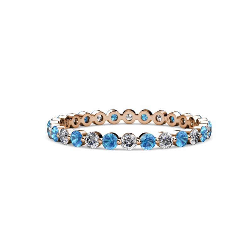 Valerie 2.40 mm Blue Topaz and Lab Grown Diamond Eternity Band 