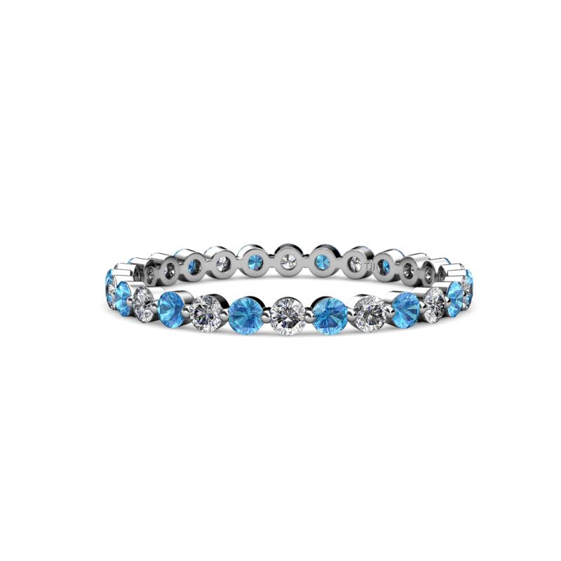 Valerie 2.40 mm Blue Topaz and Lab Grown Diamond Eternity Band 