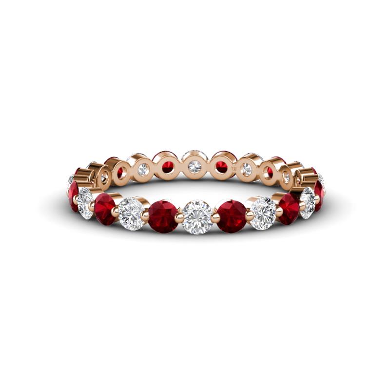 Valerie 2.70 mm Red Garnet and Lab Grown Diamond Eternity Band 