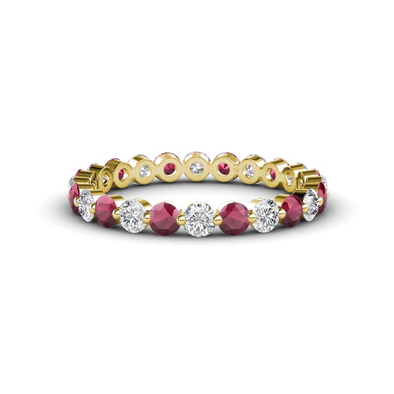 Valerie 2.70 mm Rhodolite Garnet and Lab Grown Diamond Eternity Band 