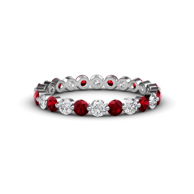 Valerie 2.70 mm Red Garnet and Lab Grown Diamond Eternity Band 