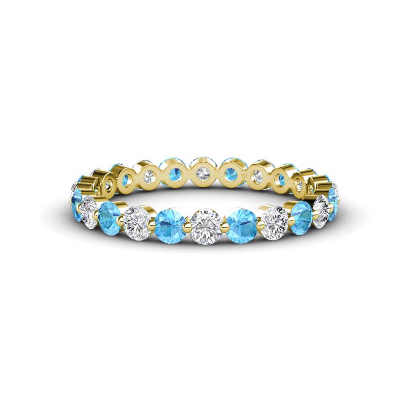 Valerie 3.00 mm Blue Topaz and Lab Grown Diamond Eternity Band 