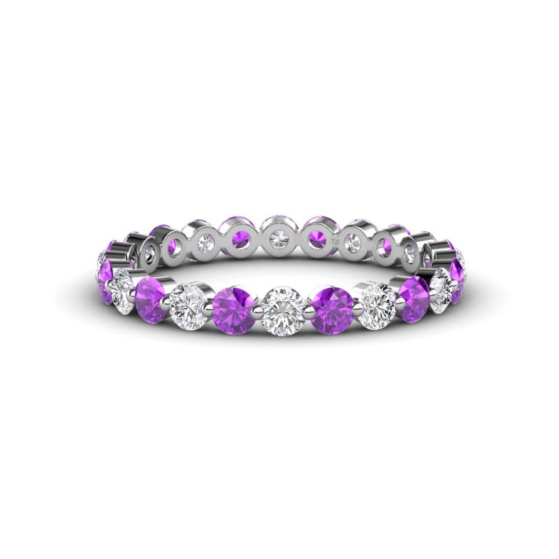 Valerie 3.00 mm Amethyst and Forever Brilliant Moissanite Eternity Band 