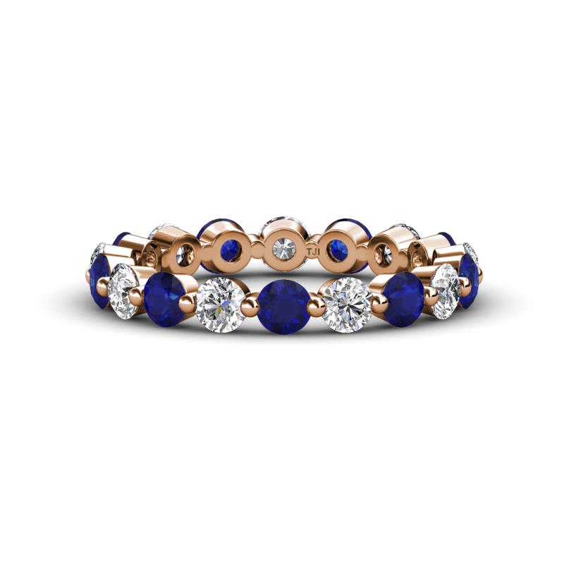 Valerie 3.50 mm Blue Sapphire and Forever Brilliant Moissanite Eternity Band 