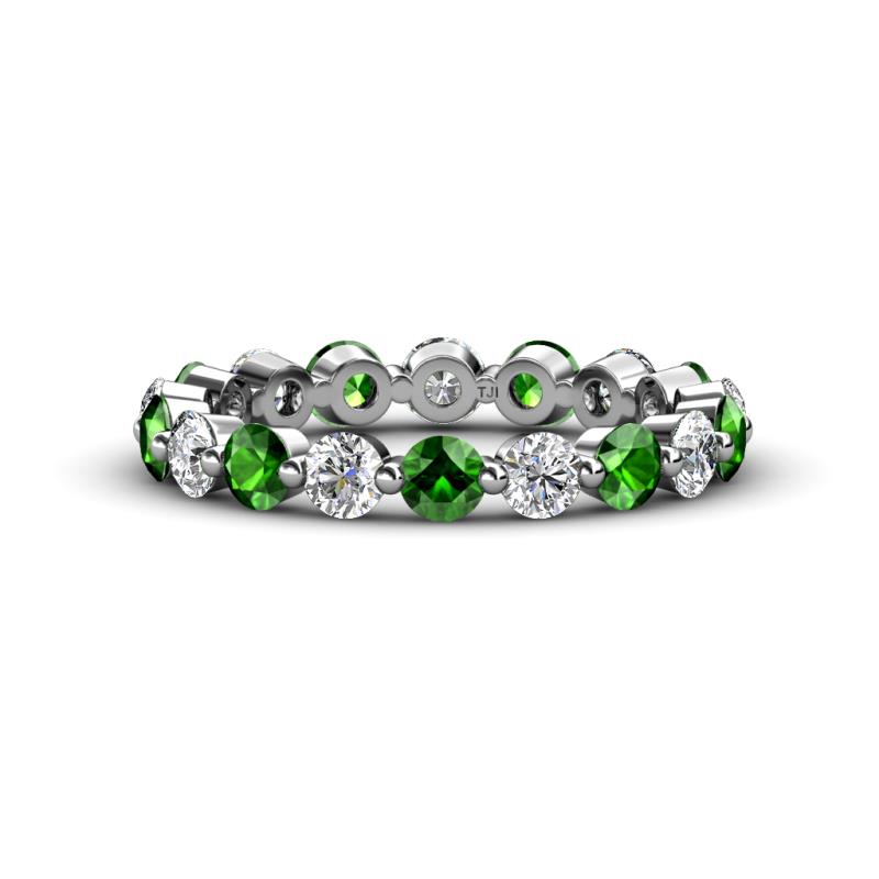 Valerie 3.50 mm Green Garnet and Forever Brilliant Moissanite Eternity Band 