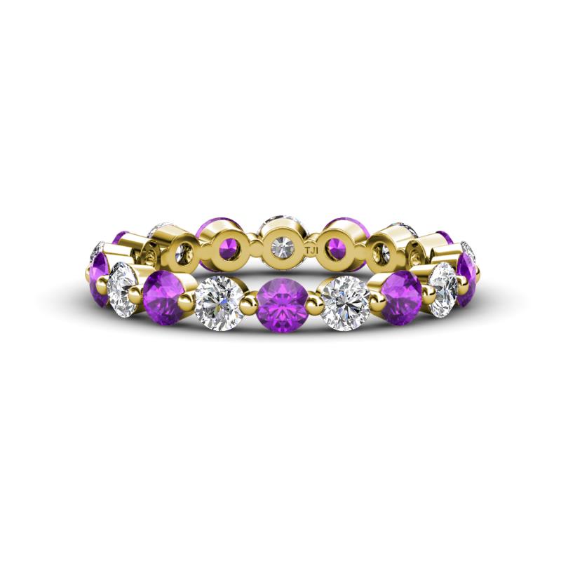 Valerie 3.50 mm Amethyst and Forever Brilliant Moissanite Eternity Band 