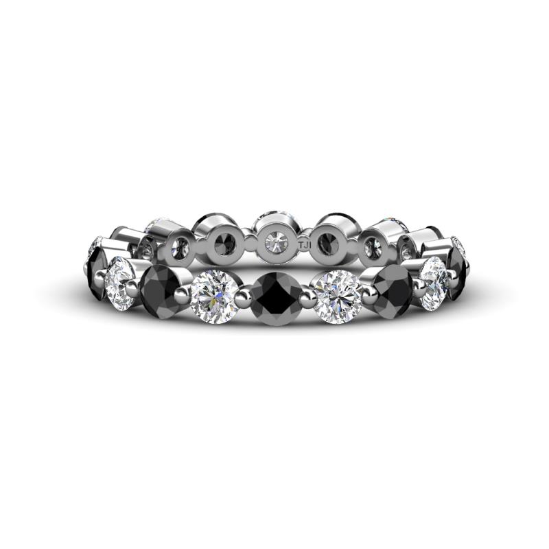 Valerie 3.50 mm Black Diamond and Forever Brilliant Moissanite Eternity Band 