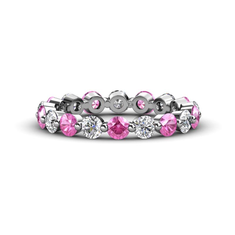 Valerie 3.50 mm Pink Sapphire and Forever Brilliant Moissanite Eternity Band 