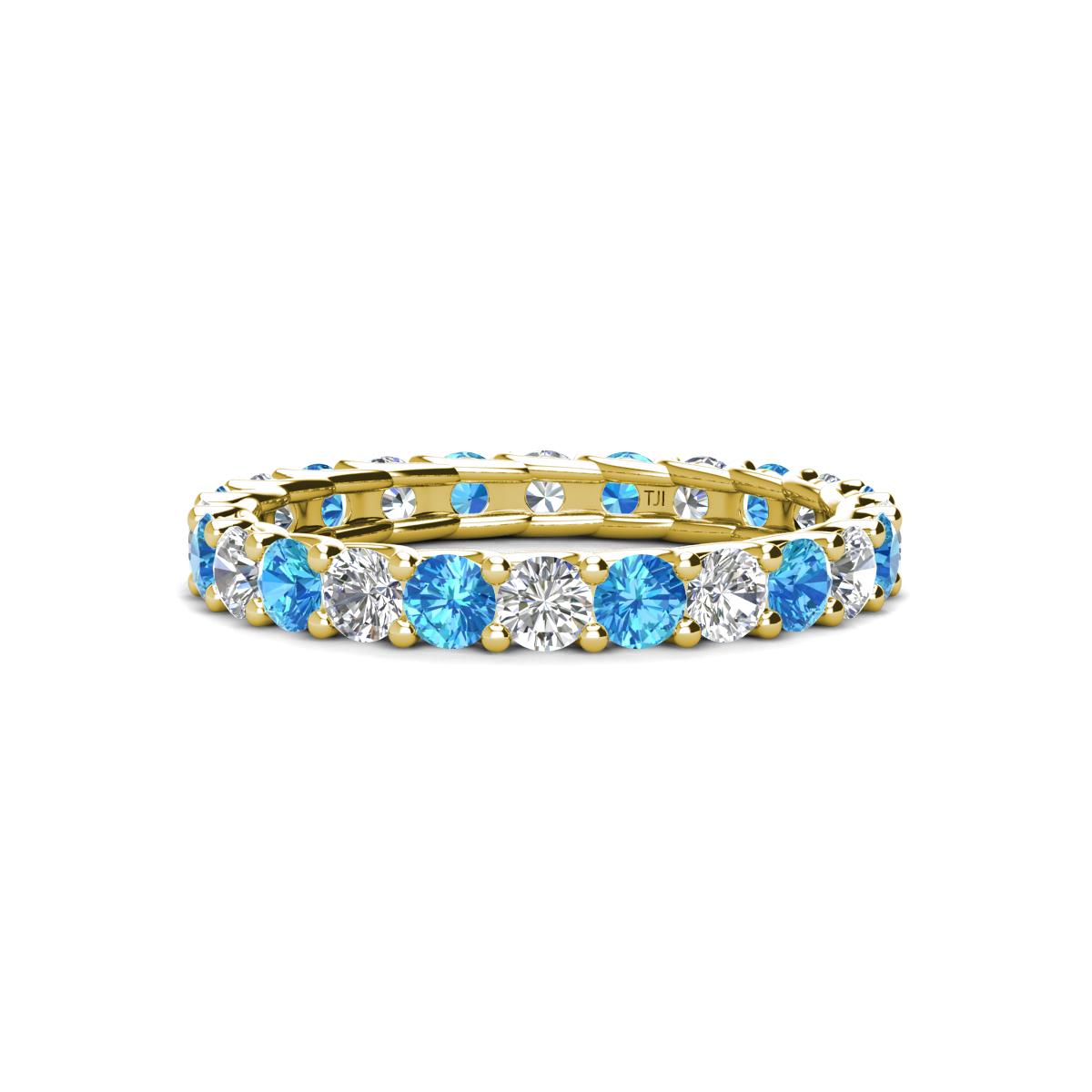 Laida 3.00 mm Blue Topaz and Diamond Eternity Band 