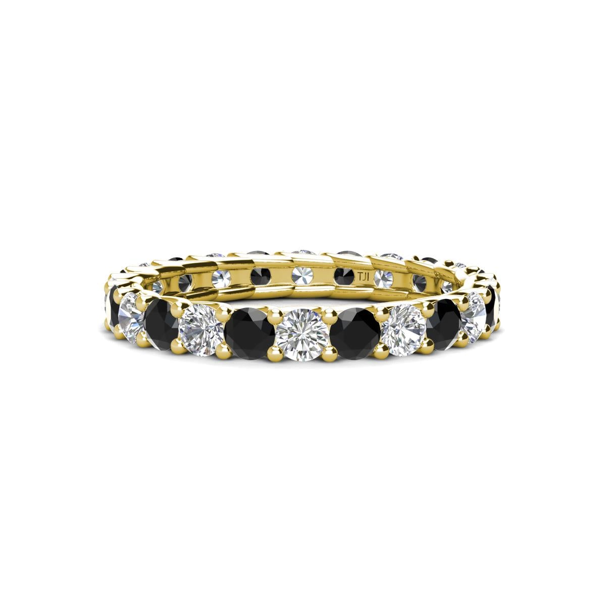 Laida 3.00 mm Black Diamond and White Lab Grown Diamond Eternity Band 