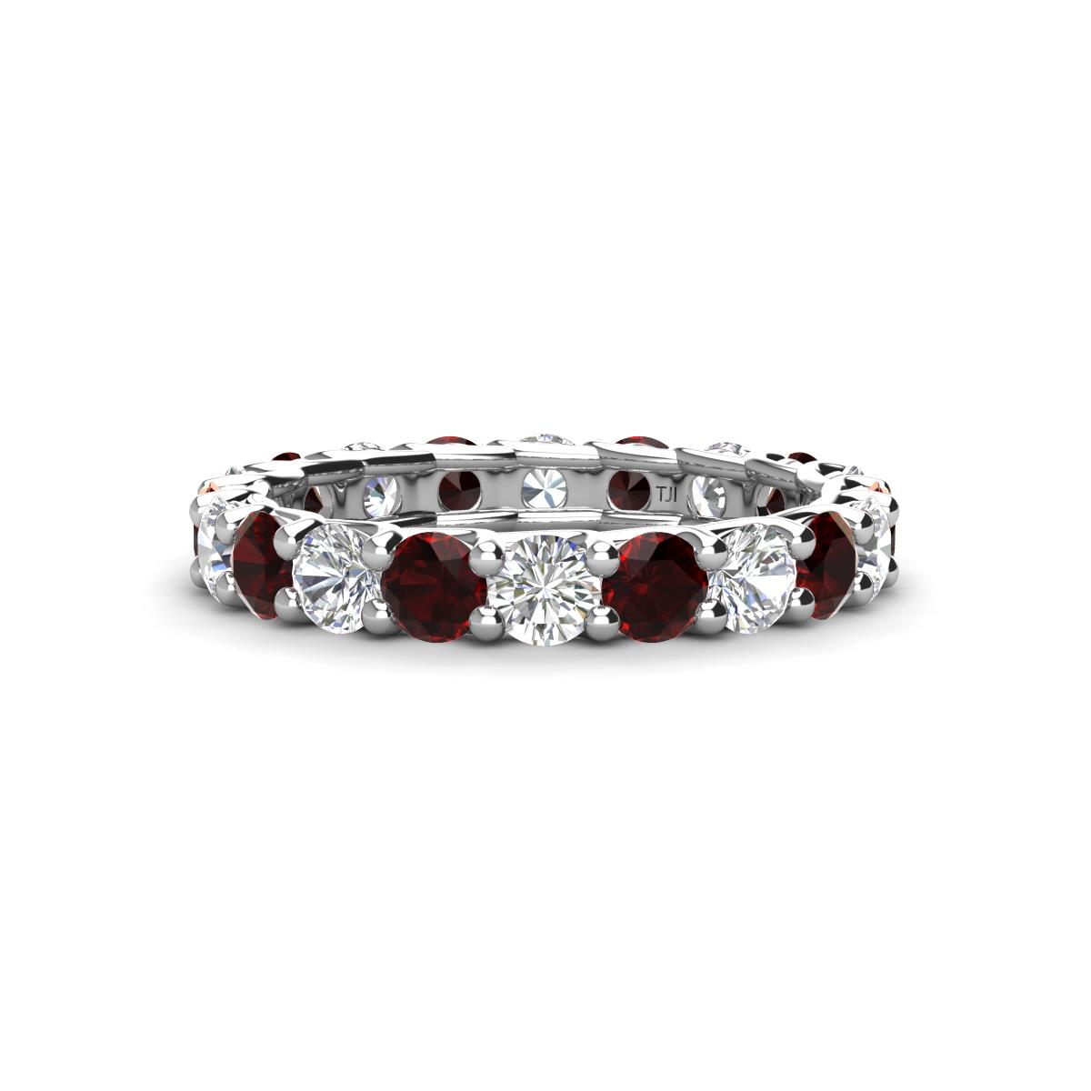 Laida 3.40 mm Red Garnet and Diamond Eternity Band 