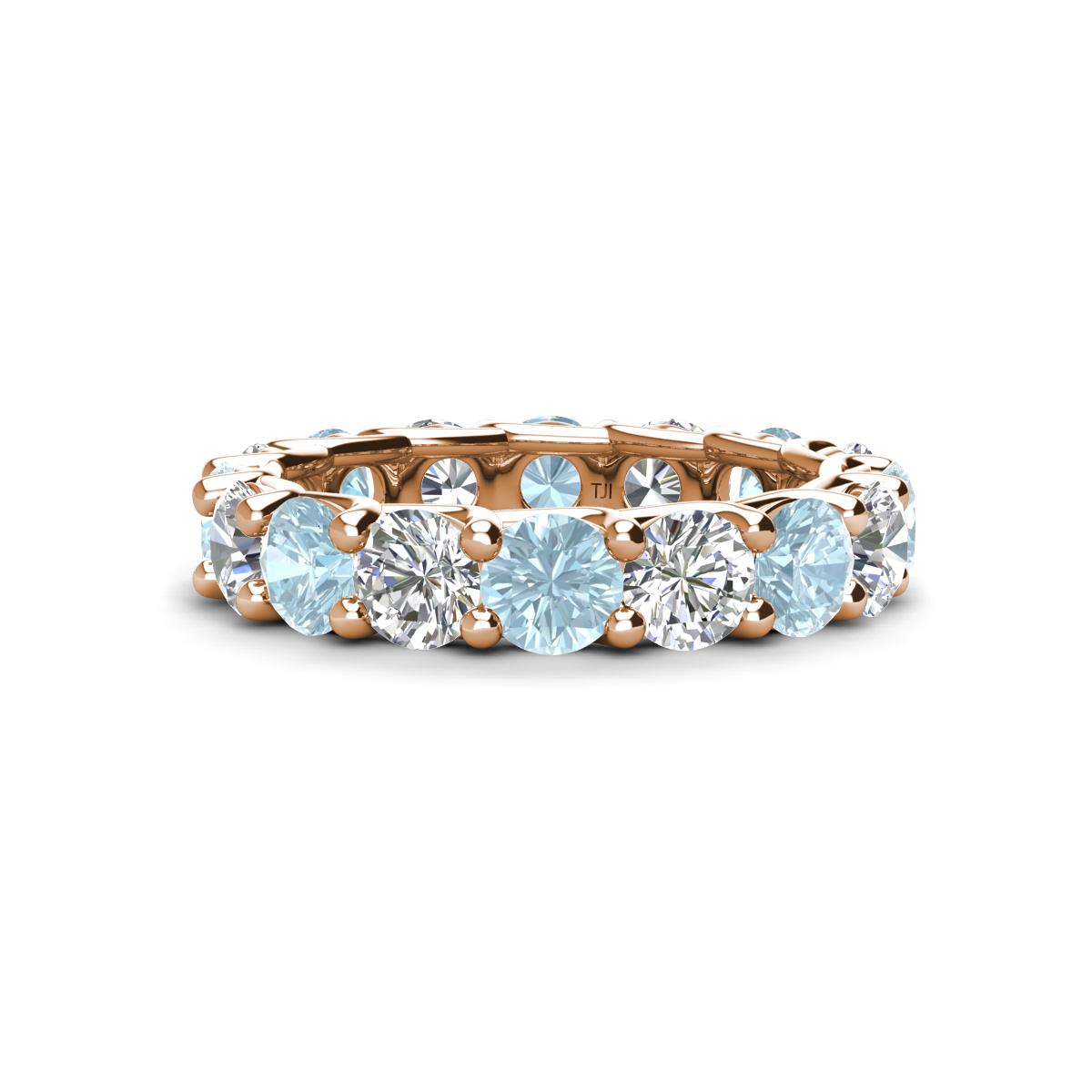 Laida 4.00 mm Aquamarine and Lab Grown Diamond Eternity Band 