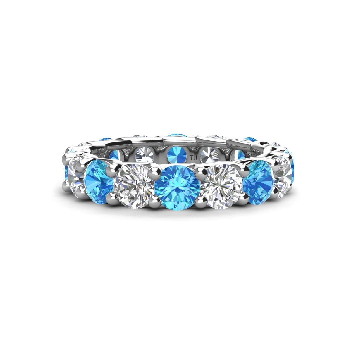 Laida 4.00 mm Blue Topaz and Lab Grown Diamond Eternity Band 