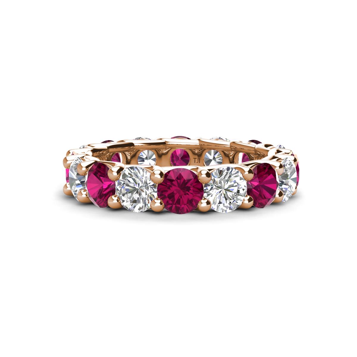 Laida 4.00 mm Rhodolite Garnet and Lab Grown Diamond Eternity Band 