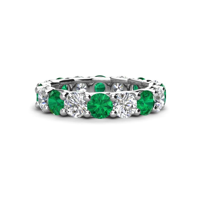 Laida 4.00 ctw (4.00 mm) Emerald and Diamond Eternity Band 