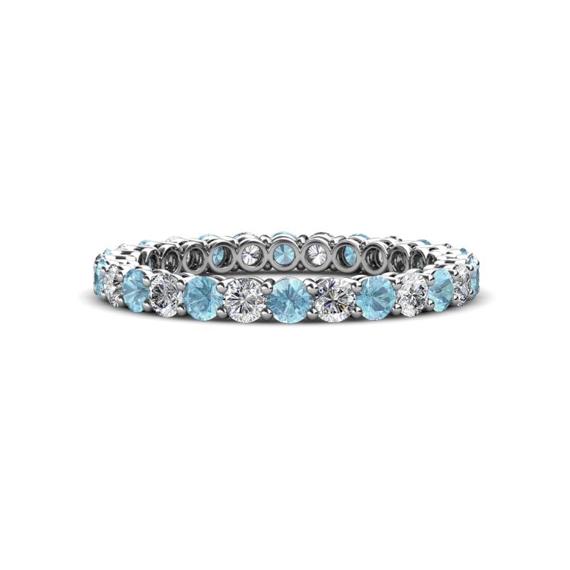 Tiffany 2.40 mm Aquamarine and Diamond Eternity Band 