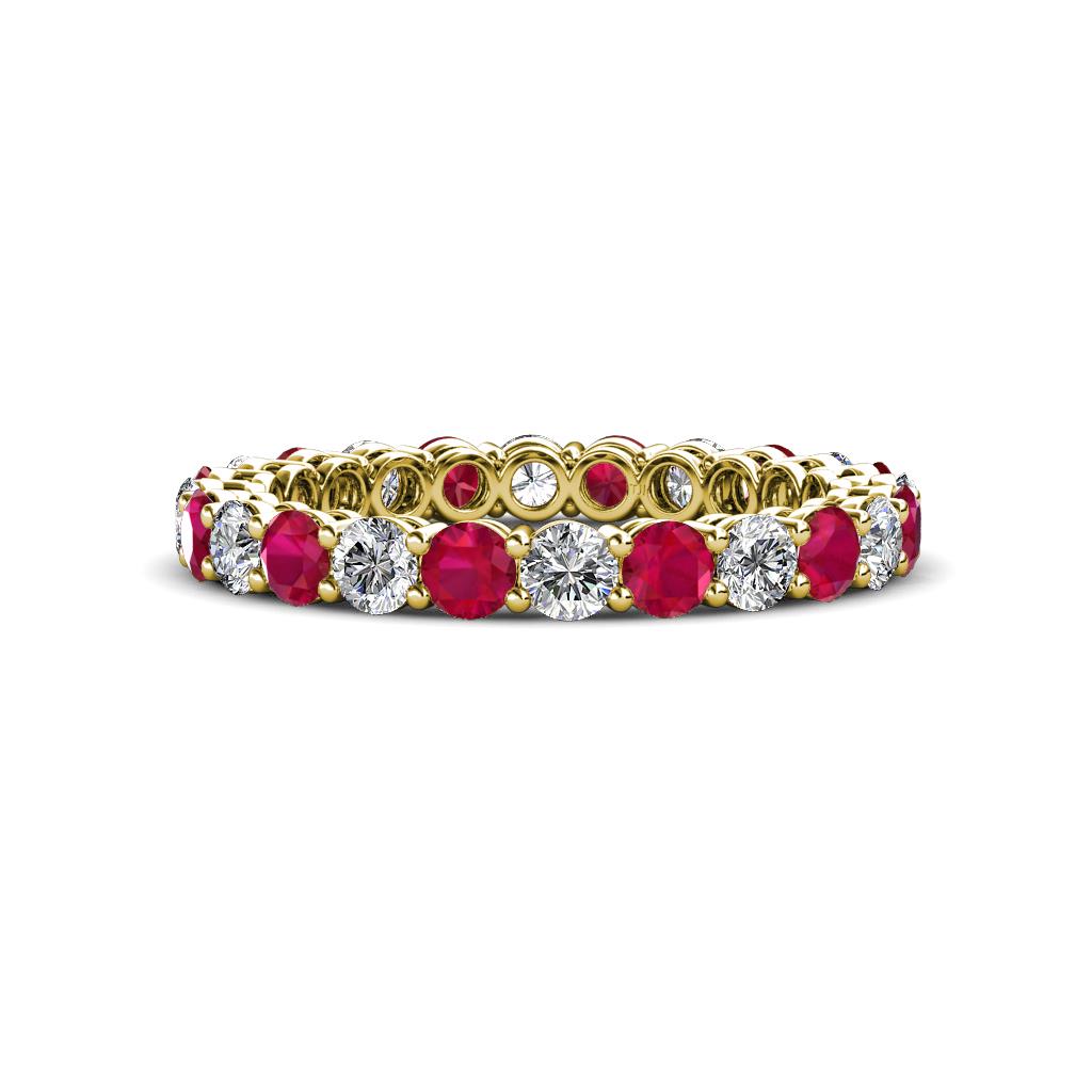 Tiffany 2.80 mm Ruby and Lab Grown Diamond Eternity Band 