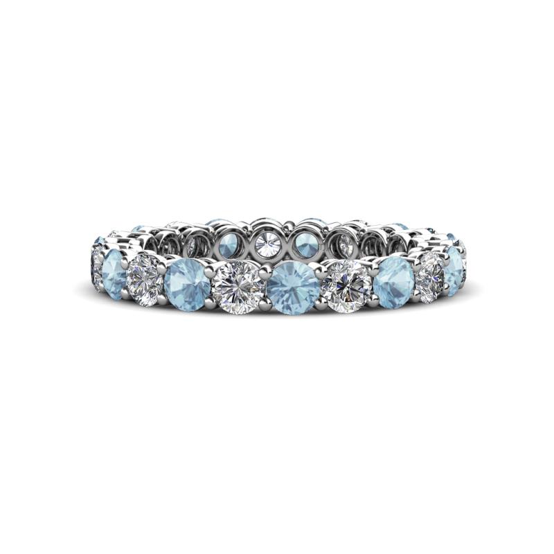 Tiffany 3.00 mm Aquamarine and Lab Grown Diamond Eternity Band 