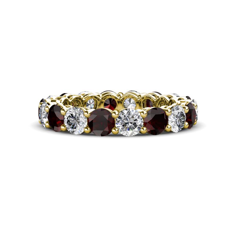 Tiffany 4.00 mm Red Garnet and Lab Grown Diamond Eternity Band 