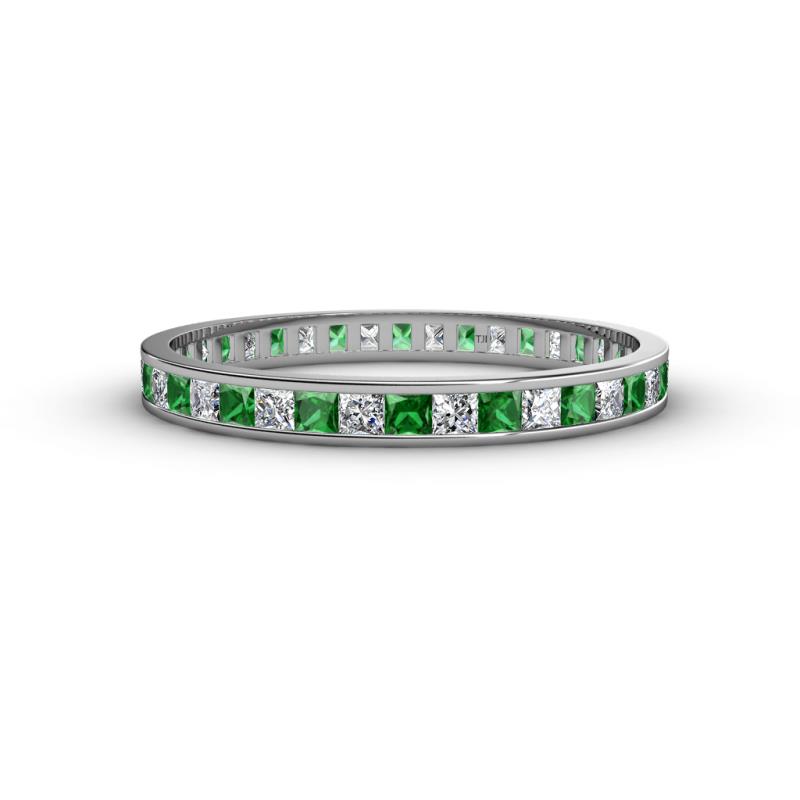Rebica 2.00 mm Princess Cut Green Garnet and Lab Grown Diamond Eternity Band 