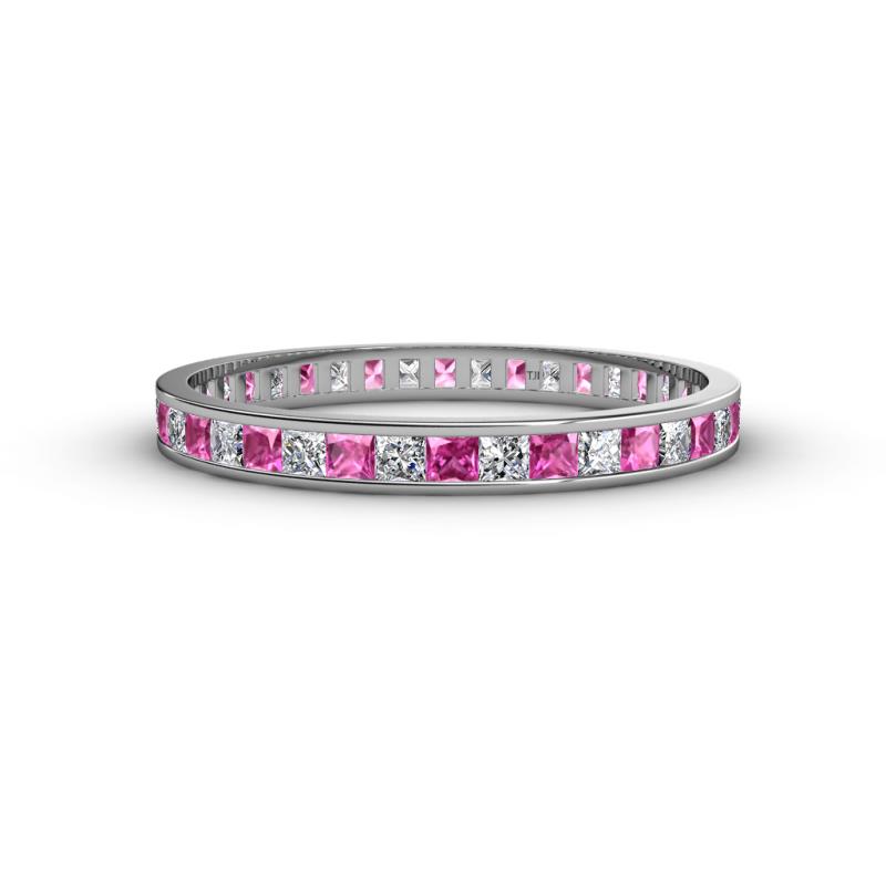 Rebica 2.50 mm Princess Cut Pink Sapphire and Diamond Eternity Band 