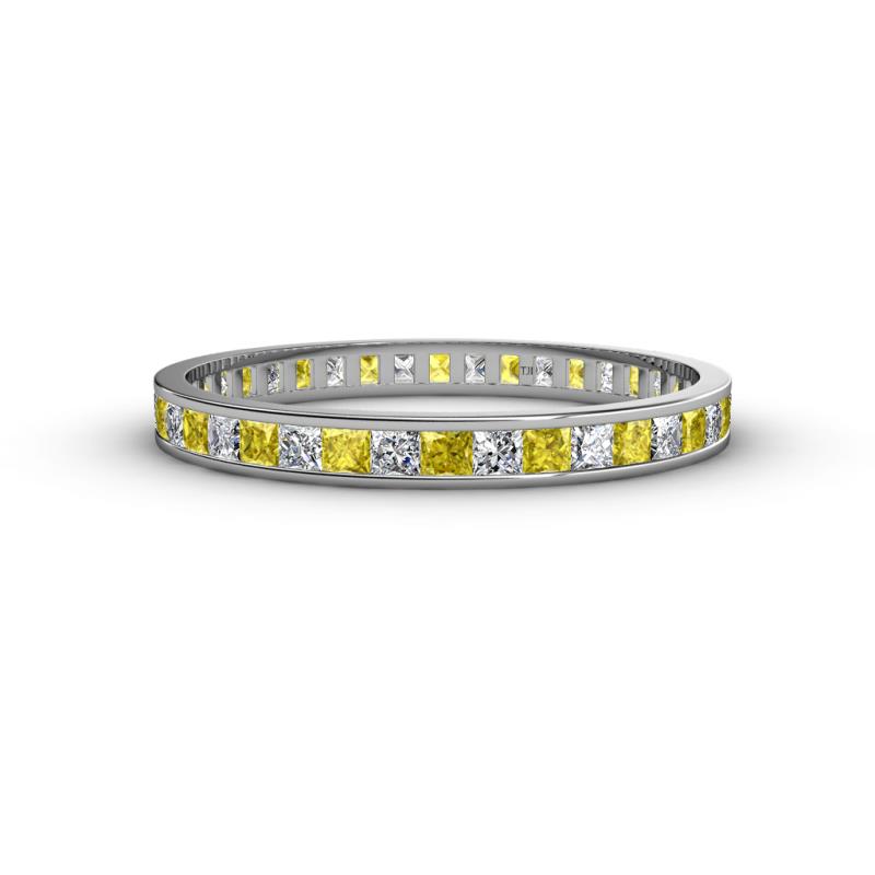Rebica 2.50 mm Princess Cut Yellow Sapphire and Diamond Eternity Band 