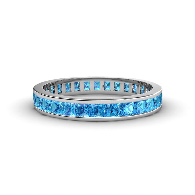Rebica 3.00 mm Princess Cut Blue Topaz Eternity Band 