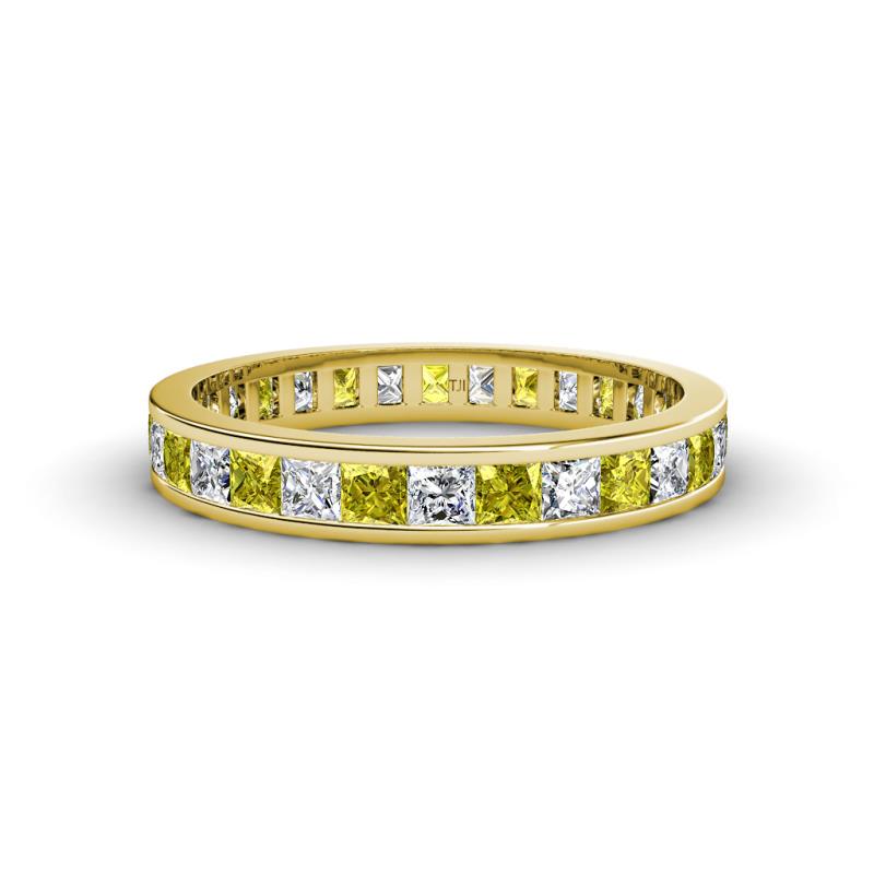 Rebica 3.00 mm Princess Cut Yellow and White Diamond Eternity Band 