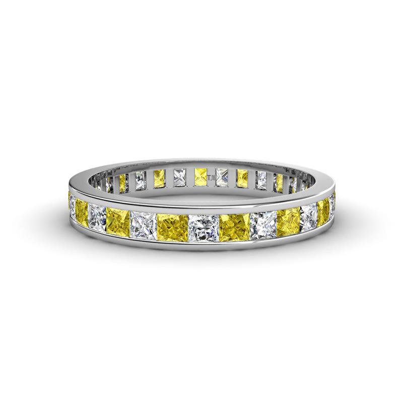 Rebica 3.00 mm Princess Cut Yellow Sapphire and Diamond Eternity Band 