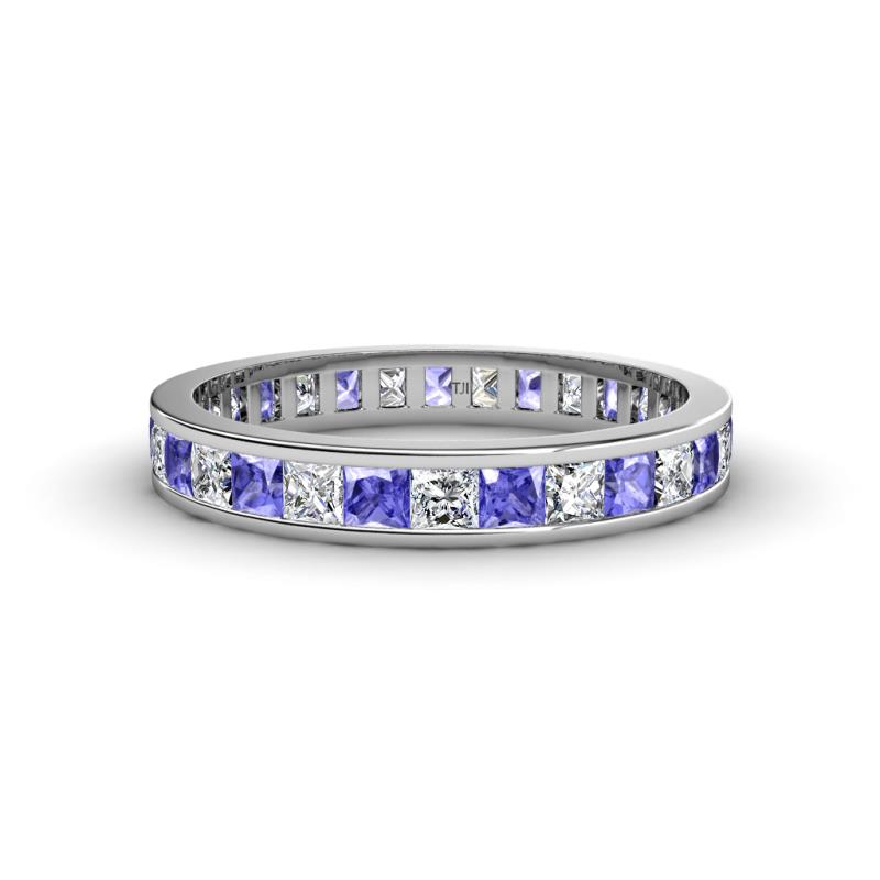 Rebica 3.00 mm Princess Cut Tanzanite and Diamond Eternity Band 