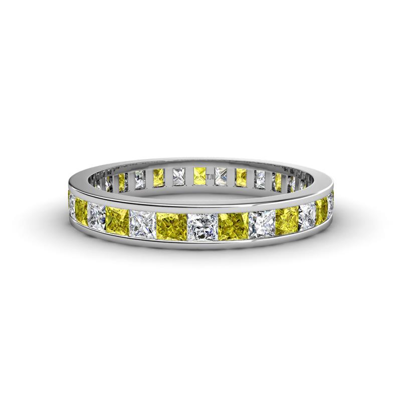 Rebica 3.00 mm Princess Cut Yellow Diamond and Lab Grown Diamond Eternity Band 