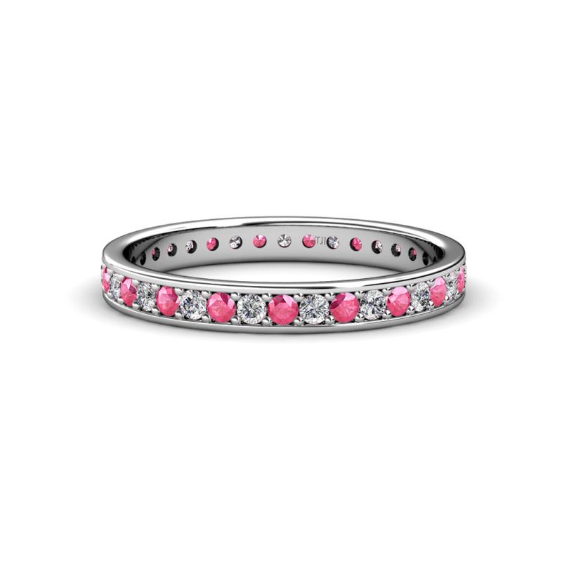 Livia 1.70 mm Pink Tourmaline and Diamond Eternity Band 