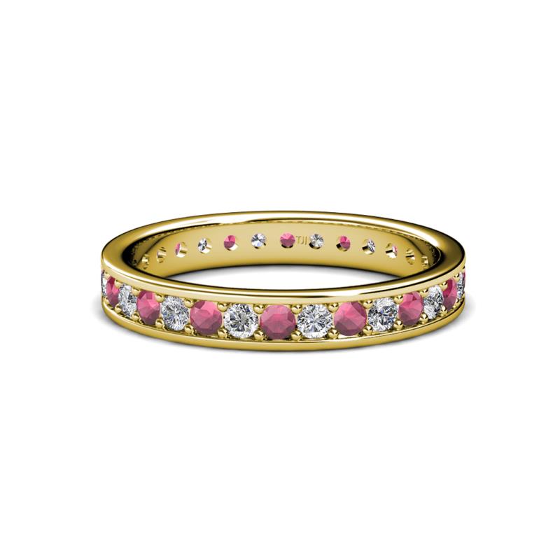 Livia 2.00 mm Rhodolite Garnet and Diamond Eternity Band 