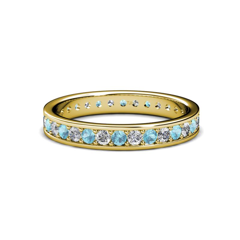 Livia 2.00 mm Aquamarine and Lab Grown Diamond Eternity Band 