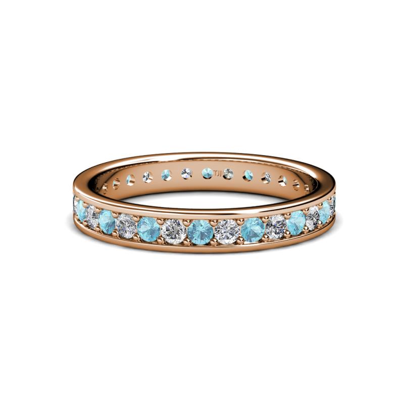 Livia 2.00 mm Aquamarine and Lab Grown Diamond Eternity Band 
