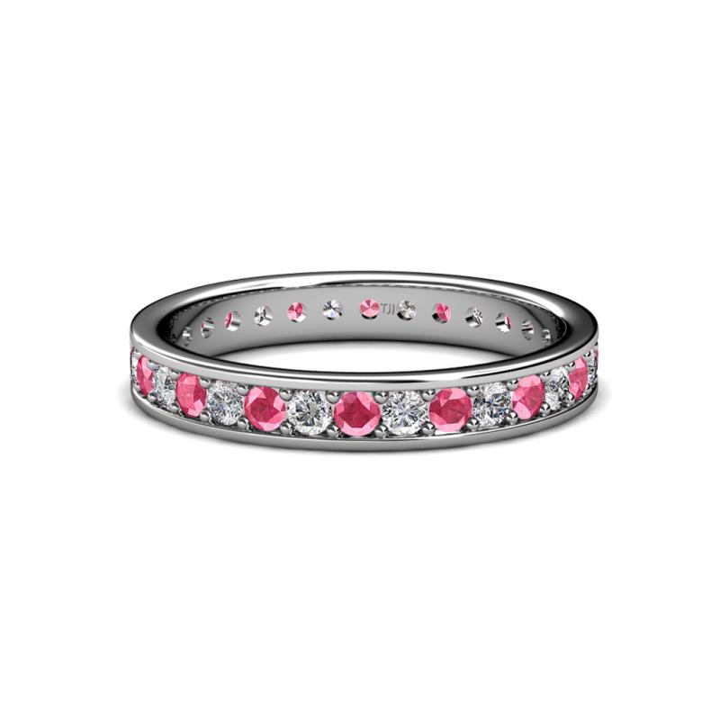 Livia 2.00 mm Pink Tourmaline and Lab Grown Diamond Eternity Band 