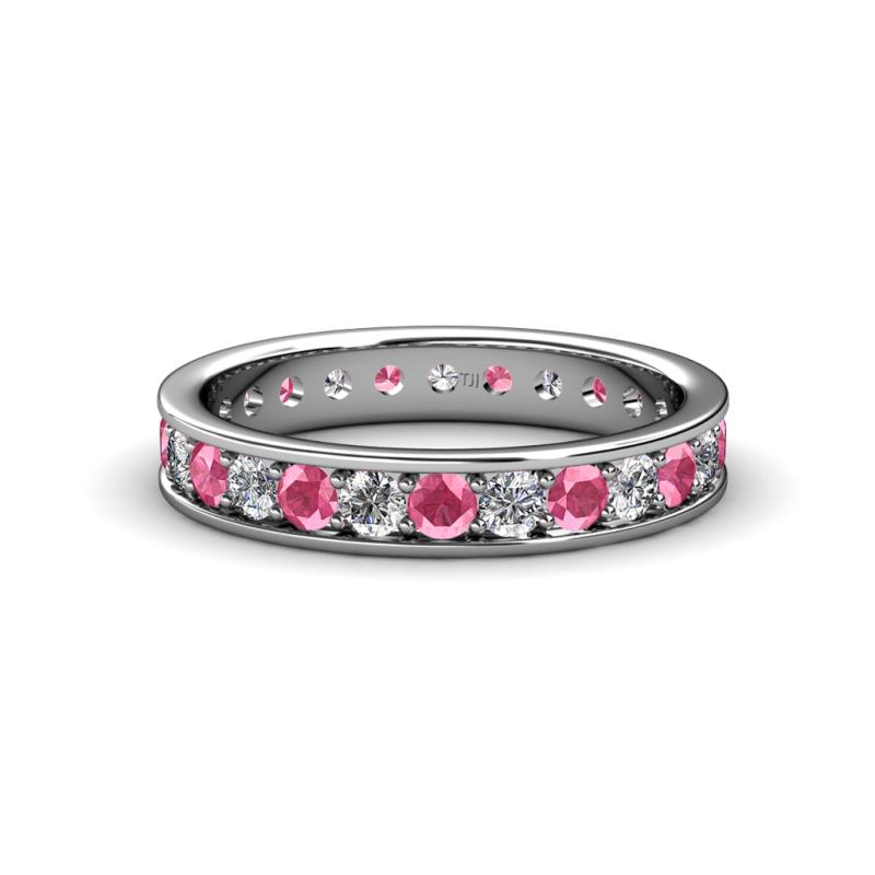Livia 2.40 mm Pink Tourmaline and Lab Grown Diamond Eternity Band 